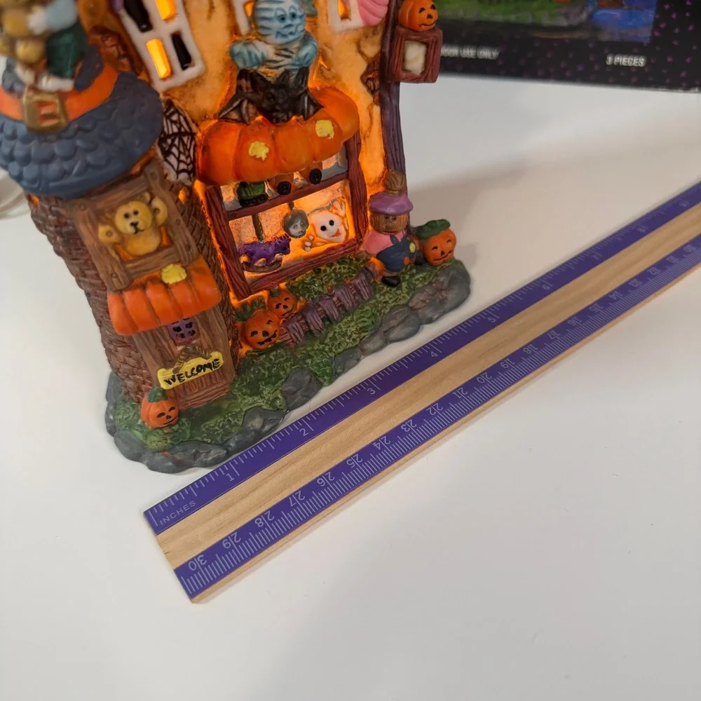 Spooky Hollow Toy Shop Halloween Village House Lighted Porcelain Collectible